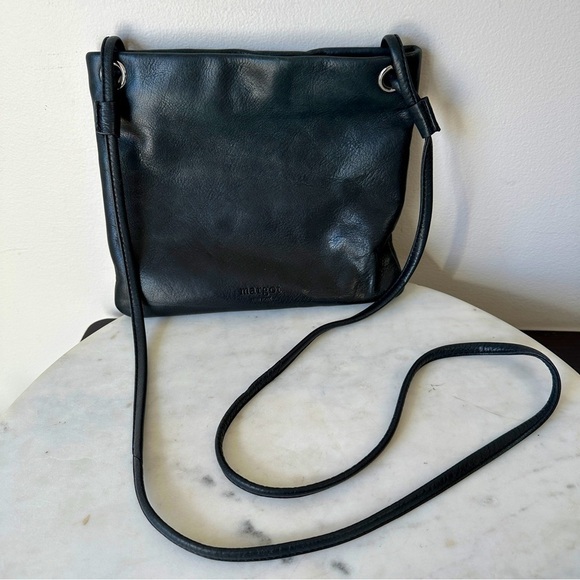 Margot New York Black Soft 100% Leather Crossbody mini Bag